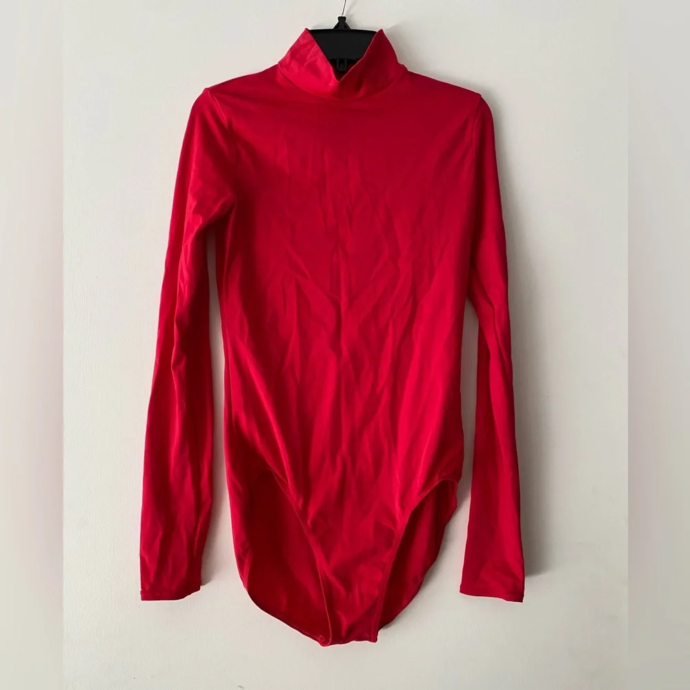 Balera Red Mock Neck Long Sleeve Dance Leotard - Picture 1 of 5